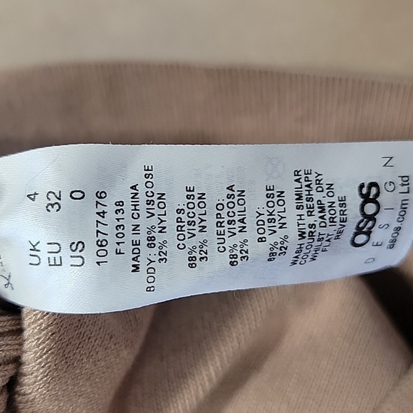ASOS Size 0 Camel Colored Knit Ribbed Corset-ish Top, Long Sleeve Exc. Used Cond - Picture 12 of 12